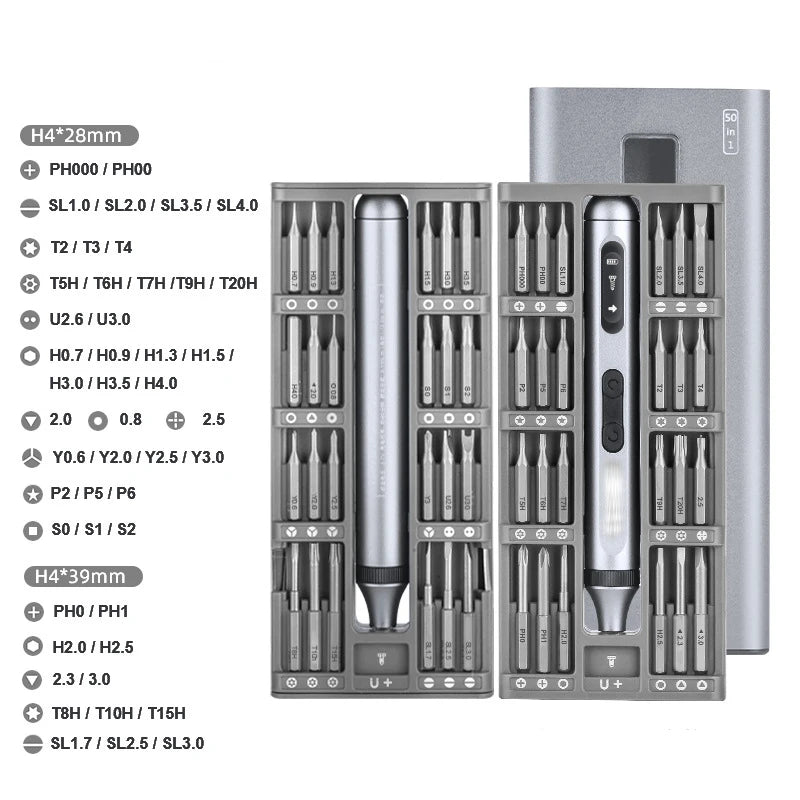 Precision Electric Screwdriver Set Silent and Durable Type-C Fast Charging Cordless Screwdriver 17/50 in 1 Electric Tool Set