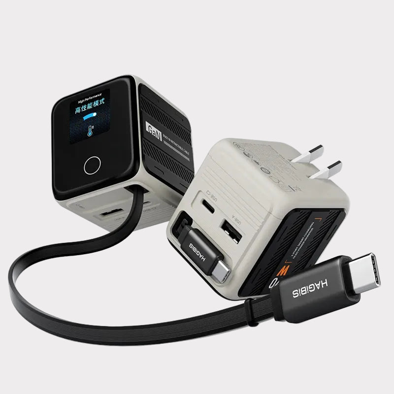 Retractable USB C Charger Foldable Plug 70W Gan Wall Charger with LED Display Fast Charging for Iphone 17 Ipad Macbook