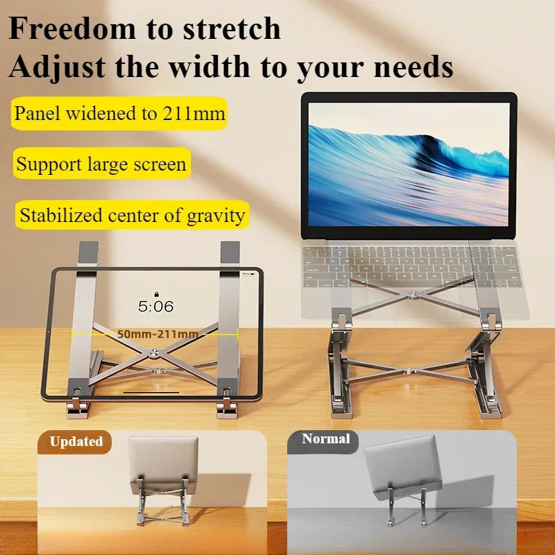 Metal Foldable Laptop Stand 7+8 Gear Adjustable Portable Stable Tablet Riser Holder Notebook Computer Support Bracket
