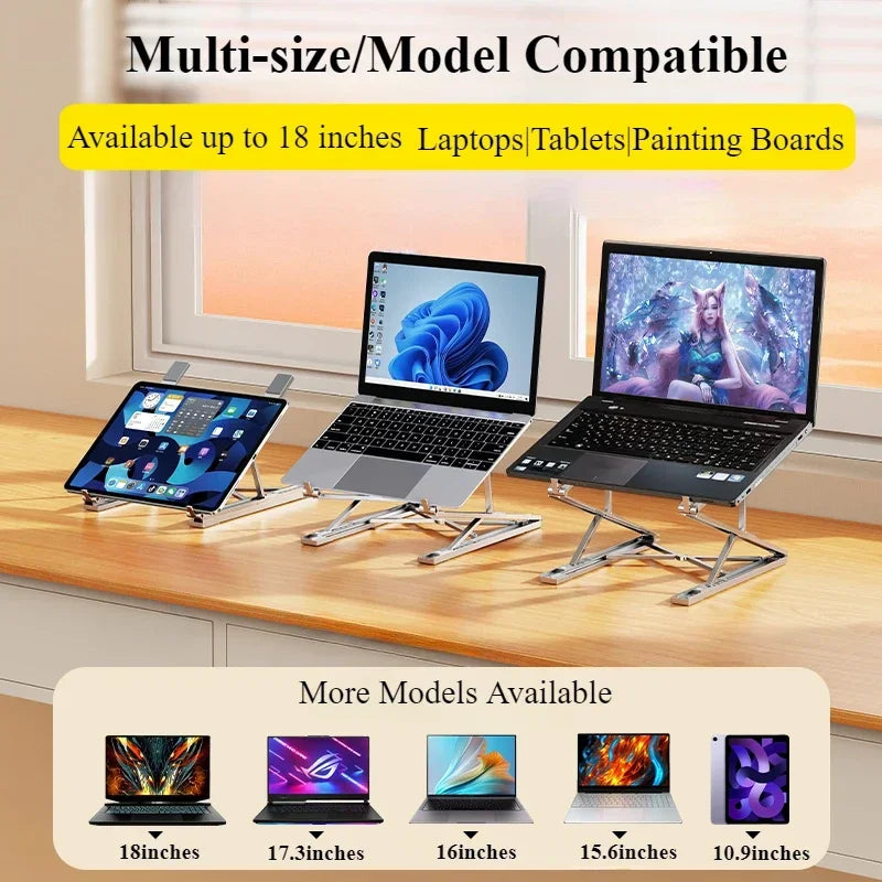 Metal Foldable Laptop Stand 7+8 Gear Adjustable Portable Stable Tablet Riser Holder Notebook Computer Support Bracket