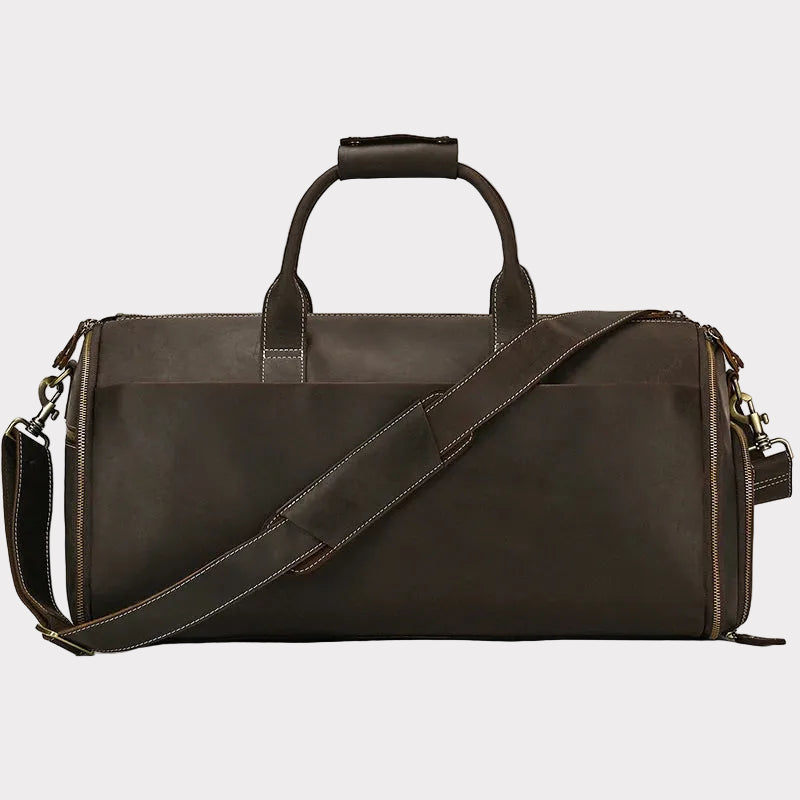 Crazy Horse Leather Travel Bag for Suits Shoes Garment Genuine Leather Man Folding Suit Bag Business Travel Bags on Luggage