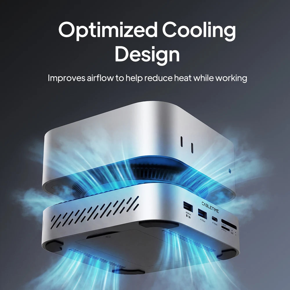 9 in 1 Mac Mini M4 Dock 4K@60Hz Resolution 10Gbps Fast Data Transmission M.2 SSD SD/TF 4.0 8TB Massive Storage