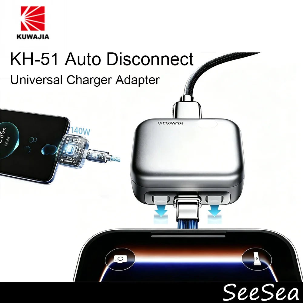 KUWAJIA KH-51 Universal Auto Disconnect Charger Adapter Type-C Charging Separator with Full Charge Auto Cut Function