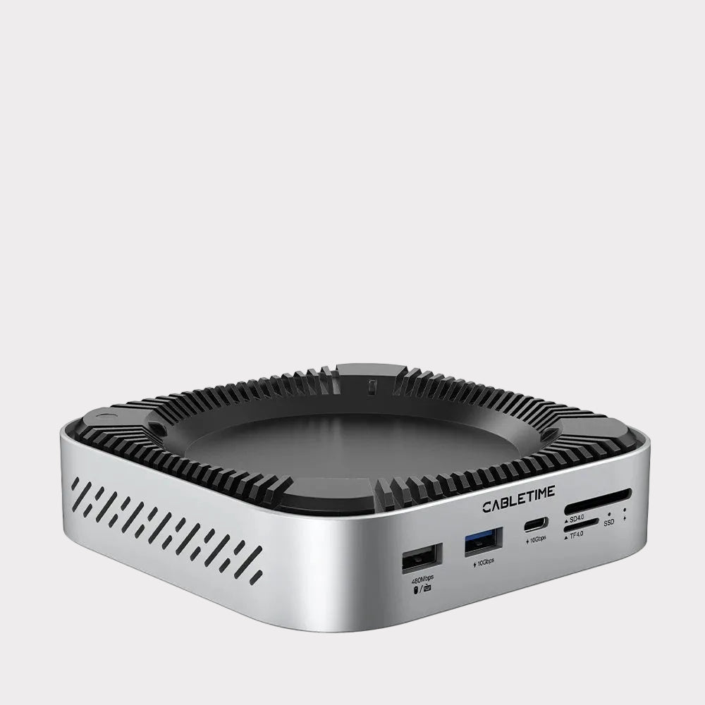 9 in 1 Mac Mini M4 Dock 4K@60Hz Resolution 10Gbps Fast Data Transmission M.2 SSD SD/TF 4.0 8TB Massive Storage
