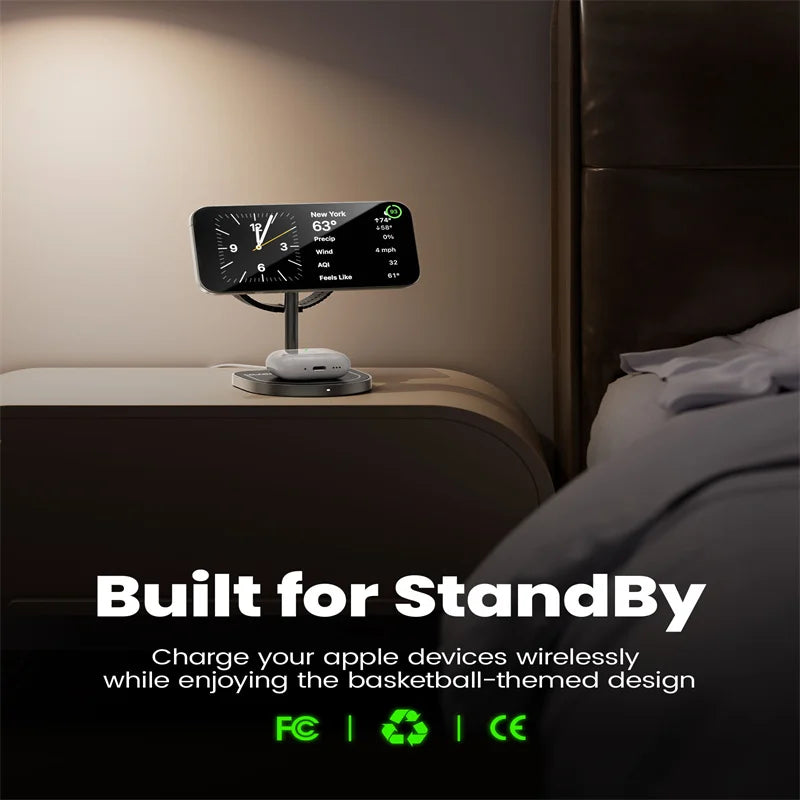 KUXIU X85 Magnetic Wireless Charging Stand Basketball Charging Holder for Iphone 17 16 15 14 13 Pro/Max,Apple Watch/Airpods
