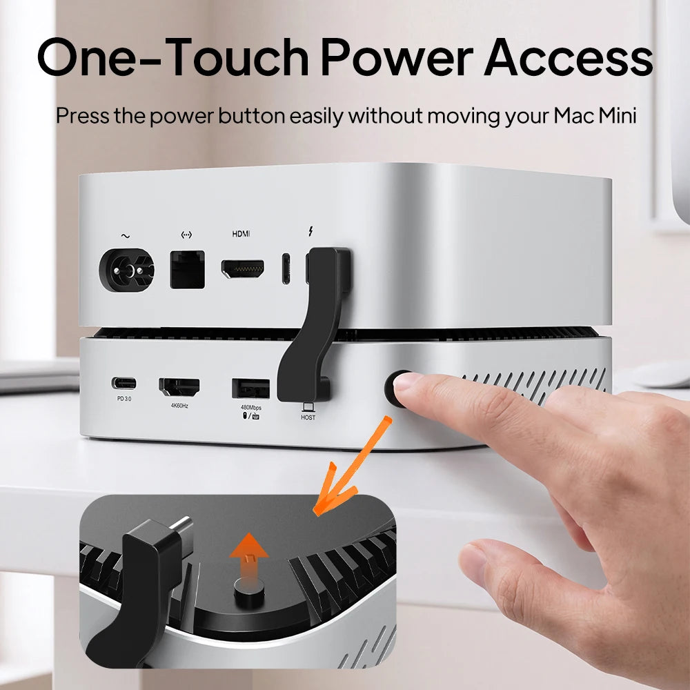 9 in 1 Mac Mini M4 Dock 4K@60Hz Resolution 10Gbps Fast Data Transmission M.2 SSD SD/TF 4.0 8TB Massive Storage