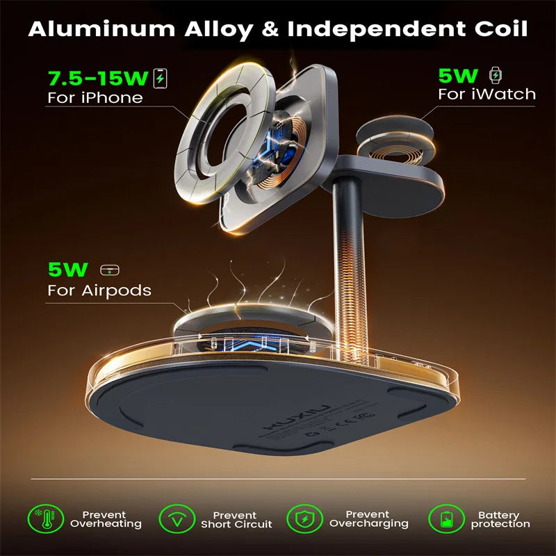 KUXIU X85 Magnetic Wireless Charging Stand Basketball Charging Holder for Iphone 17 16 15 14 13 Pro/Max,Apple Watch/Airpods