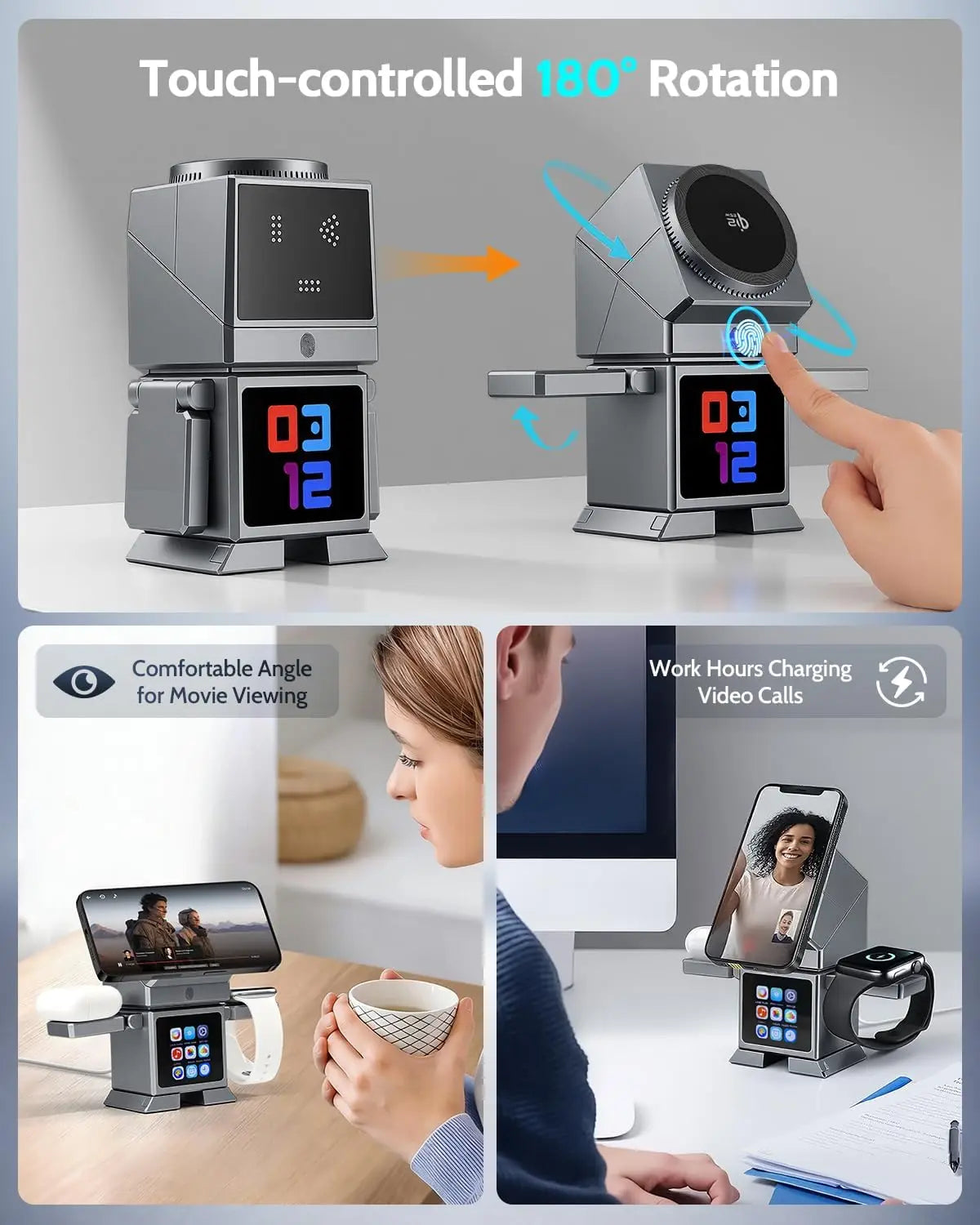 7 in 1 Wireless Charger Qi2.2 Certified 25W Magnetic Fast Charging Station Bluetooth Speaker for Iphone 17~12 Iwatch Airpods Pro