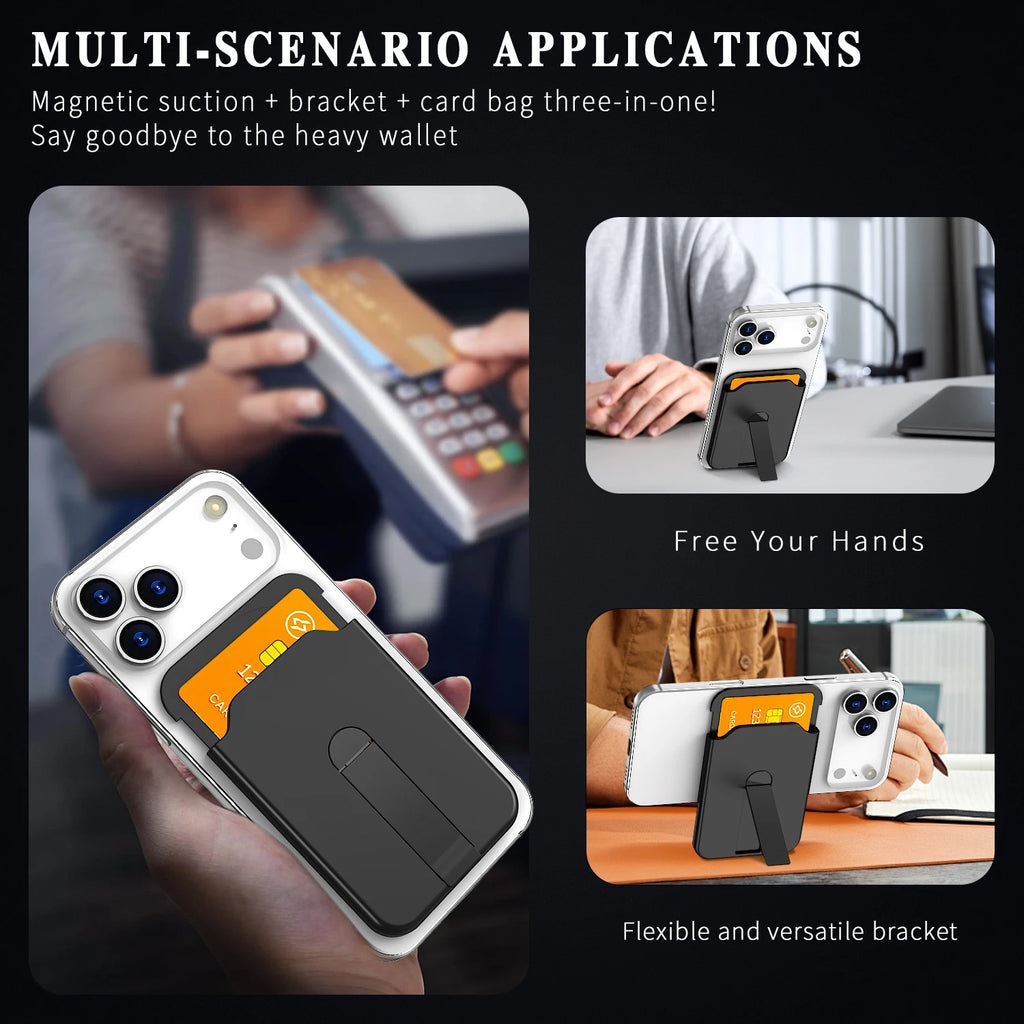 Luxury for Magsafe Magnetic Wallet Bracket Case for Iphone 13 17 16 14 Pro Max 17Pro plus Card Holder Phone Bag Cover Accessorie
