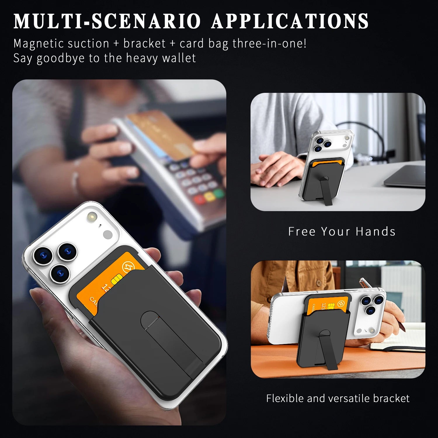 Luxury for Magsafe Magnetic Wallet Bracket Case for Iphone 13 17 16 14 Pro Max 17Pro plus Card Holder Phone Bag Cover Accessorie