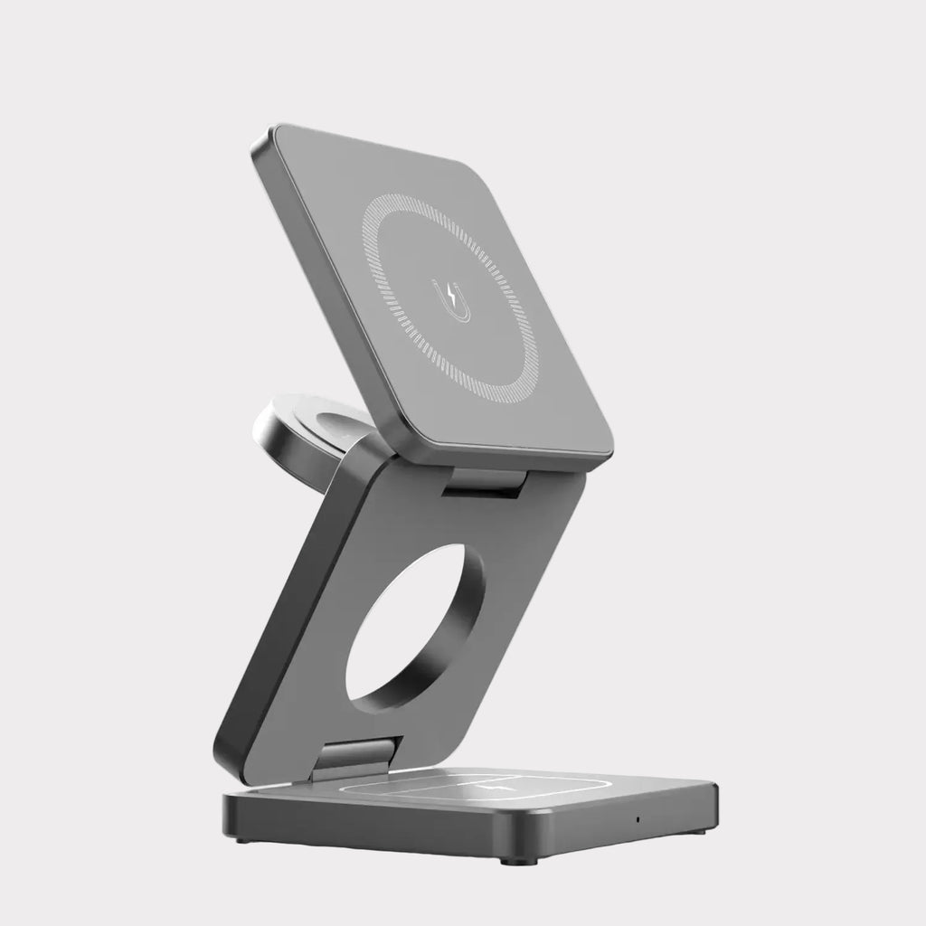 3 in 1 Magnetic Foldable Wireless Charger Stand for Iphone 15 14 13 12 Apple Watch 8 7 Airpods Pro Fast Charging Dock Station