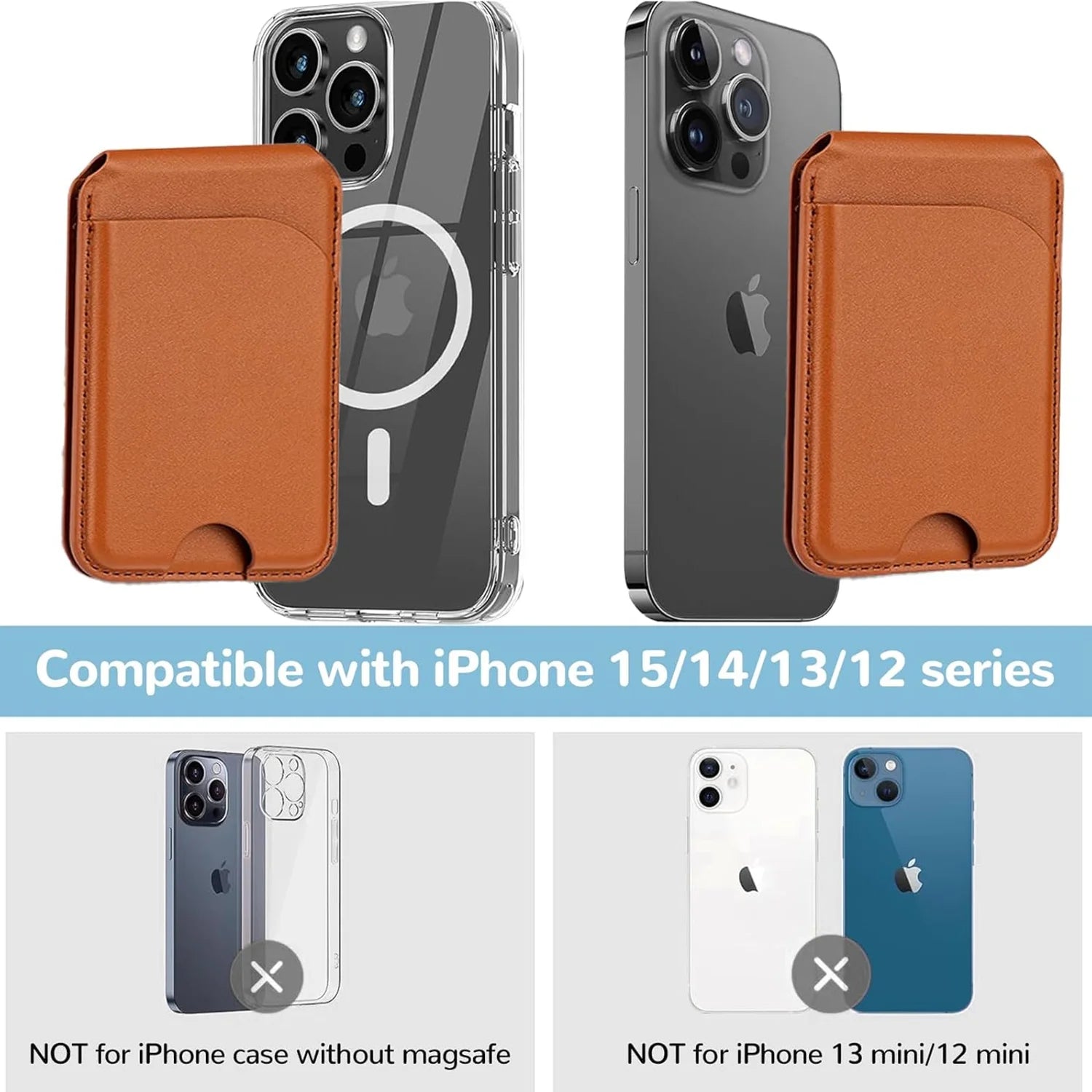 2 in 1 Magnetic Magsafe Wallet Stand, Leather Magnetic Card Holder Wallet for Iphone16/15/14/13/12 Series with Adjustable Holder