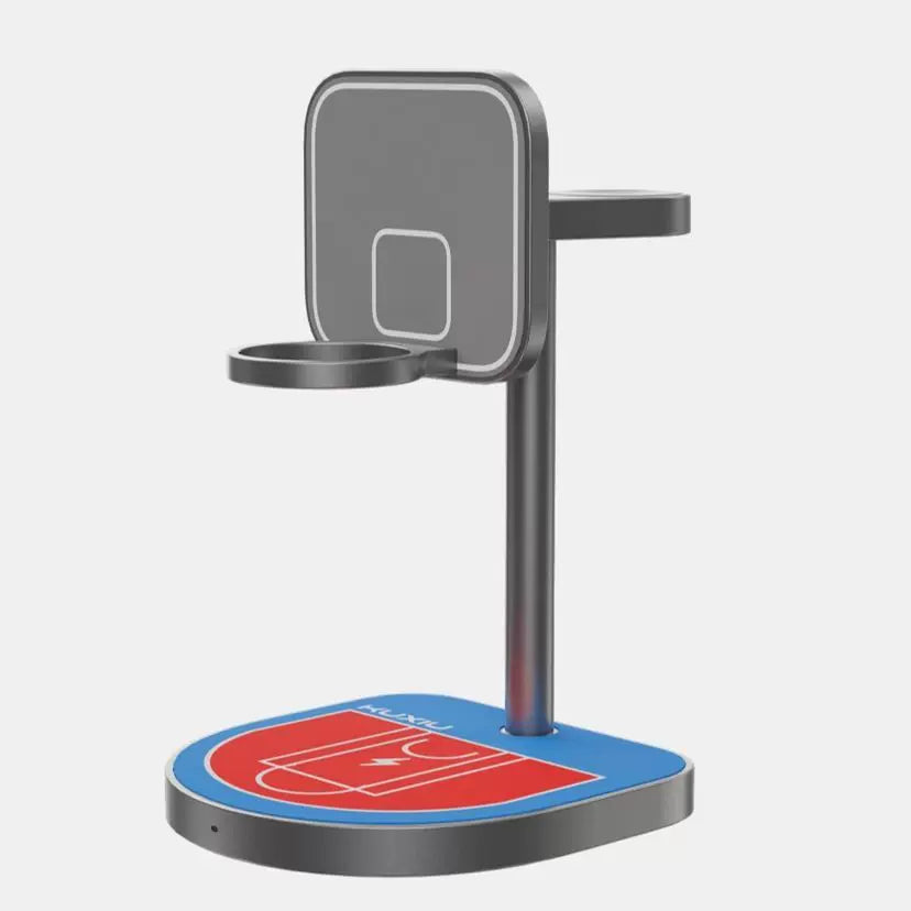 Magnetic 3-in-1 Wireless Charging Stand with Basketball Design