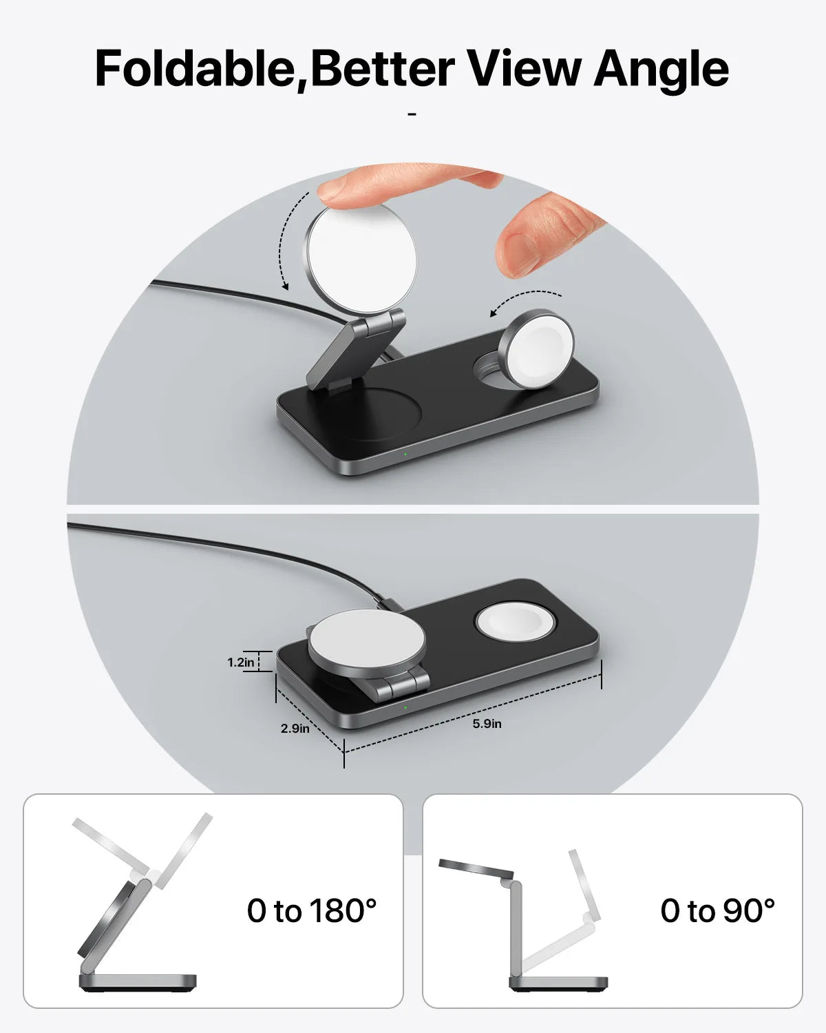 3-In-1 Charging Station for Apple Device,Qi2 15W Magnetic Wireless Foldable Fast Charger Stand Magsafe for Iphone Air/17/16/15