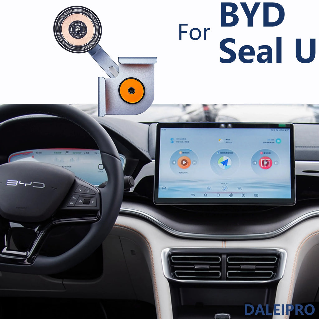 For BYD Seal U Car Phone Holder Display Screen Fixed Magnetic Suction Wireless Charging Stand Aluminum Alloy Car Phone Mounts