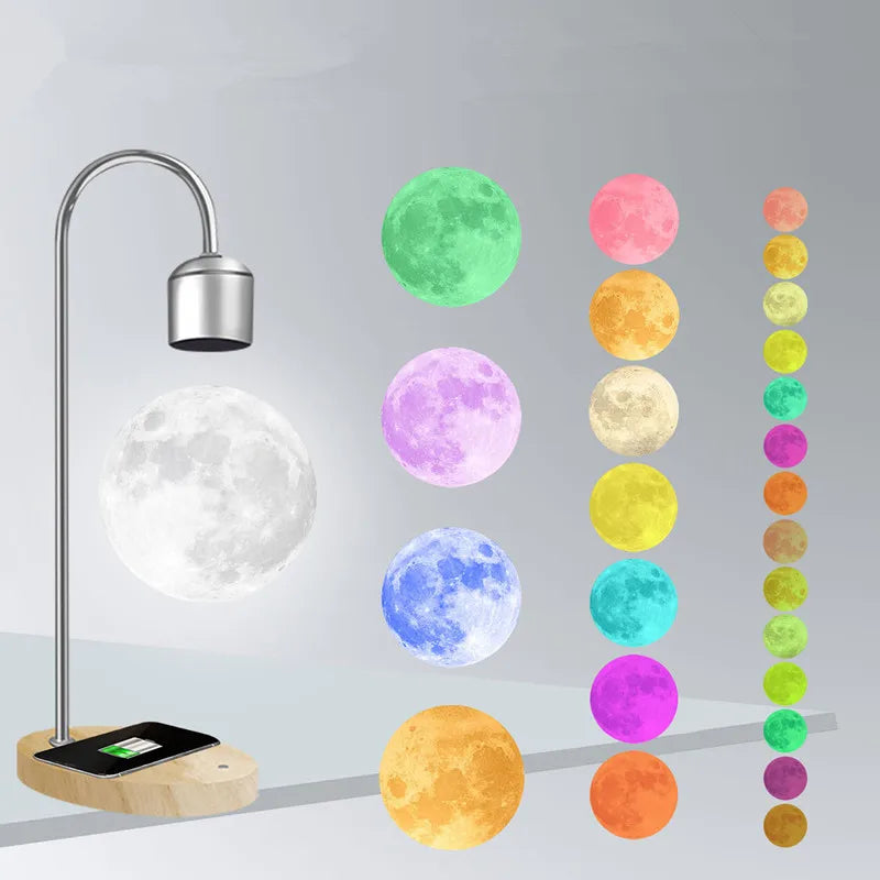 Hot-Selling 3D Printing Colorful Suspended Magnetic Latest Rotating Moon Light Floating Ball Living Room Bedroom DIY Decorations