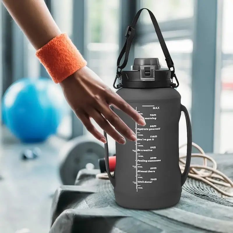 Folding Water Bottle Silicone Foldable Bottle for Traveling 1.8L Double Handle Hydration Cup with Wide Mouth for Hiking Running