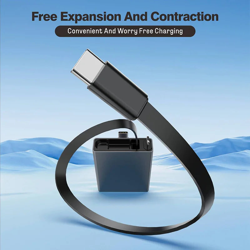 New Arrival Retractable USB C PD 66W Data Cable Fast Charging Cable Telescopic Cord for Iphone 17 16 Ipad Xiaomi Samsung Laptops