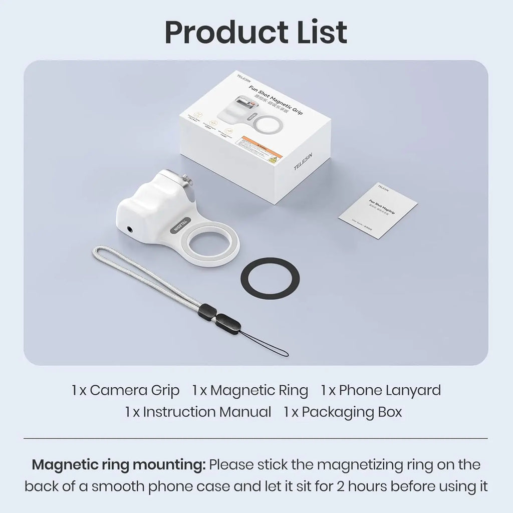 Magnetic Phone Camera Grip Smartphone Shooting Holder Selfie Handle Snap with Wireless Shutter Button Remote for Iphone Samsung