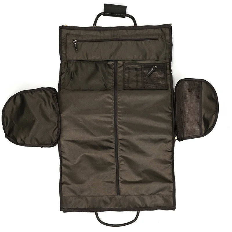 Men Genuine Leather Wheeled Suit Bag, 22In Crazy Horse Cowhide Rolling Duffel with Shoe Compartment Large Storage Handbag