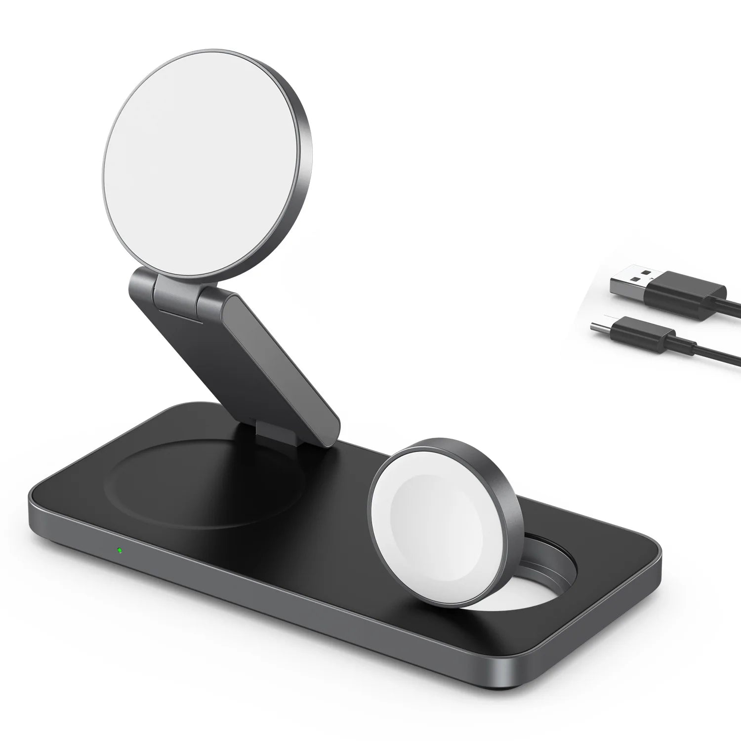 3-In-1 Charging Station for Apple Device,Qi2 15W Magnetic Wireless Foldable Fast Charger Stand Magsafe for Iphone Air/17/16/15