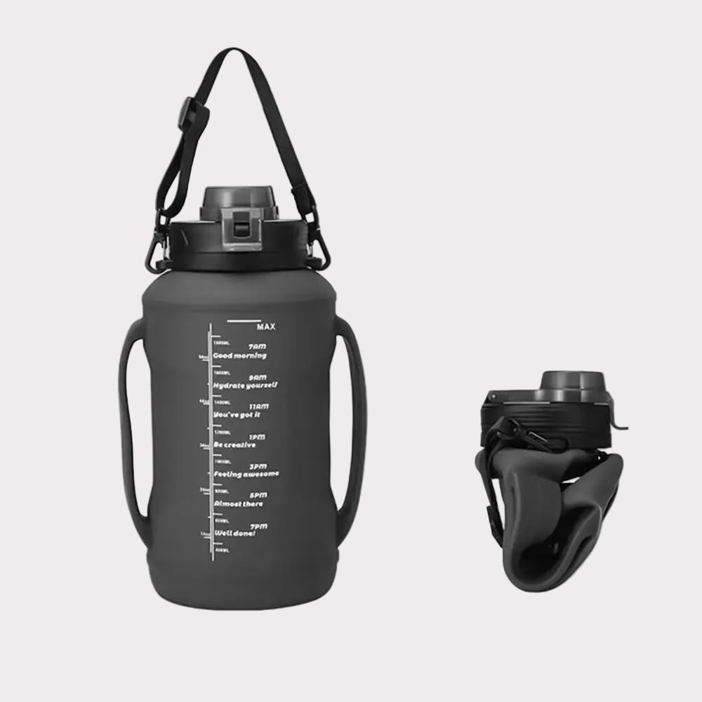 Folding Water Bottle Silicone Foldable Bottle for Traveling 1.8L Double Handle Hydration Cup with Wide Mouth for Hiking Running