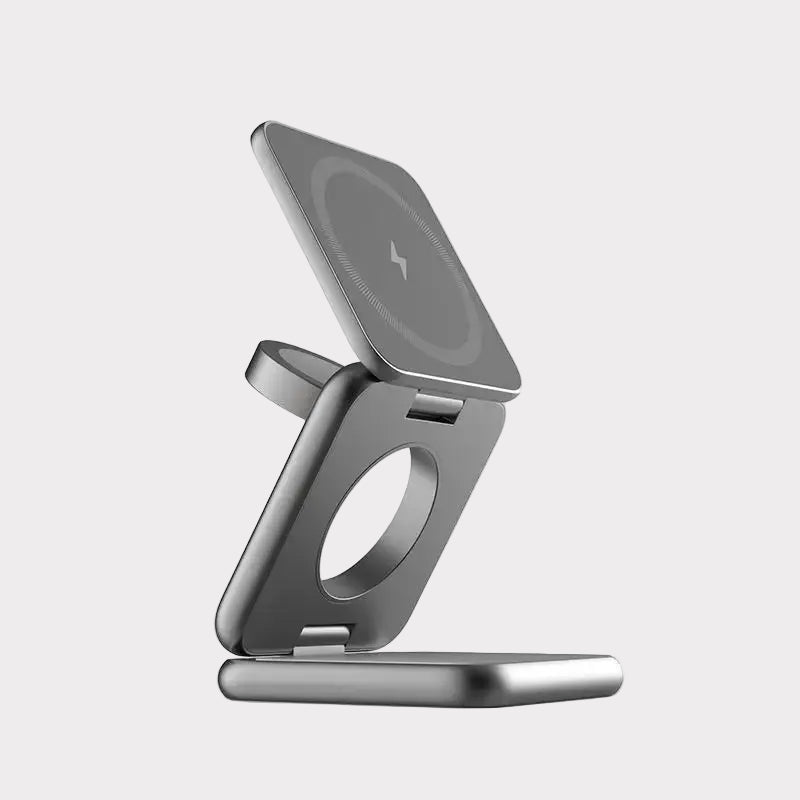 Folding Three-In-One Wireless Charging Bracket Magsafe Magnetic Wireless Charging Portable Mini Wireless Charging Metal