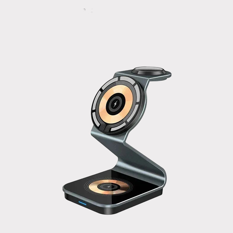 15W 3 in 1 Transparent Magnetic Wireless Charger Stand for Iphone 17 16 15 14 Pro Max Apple Watch8 Airpods Fast Charging Station