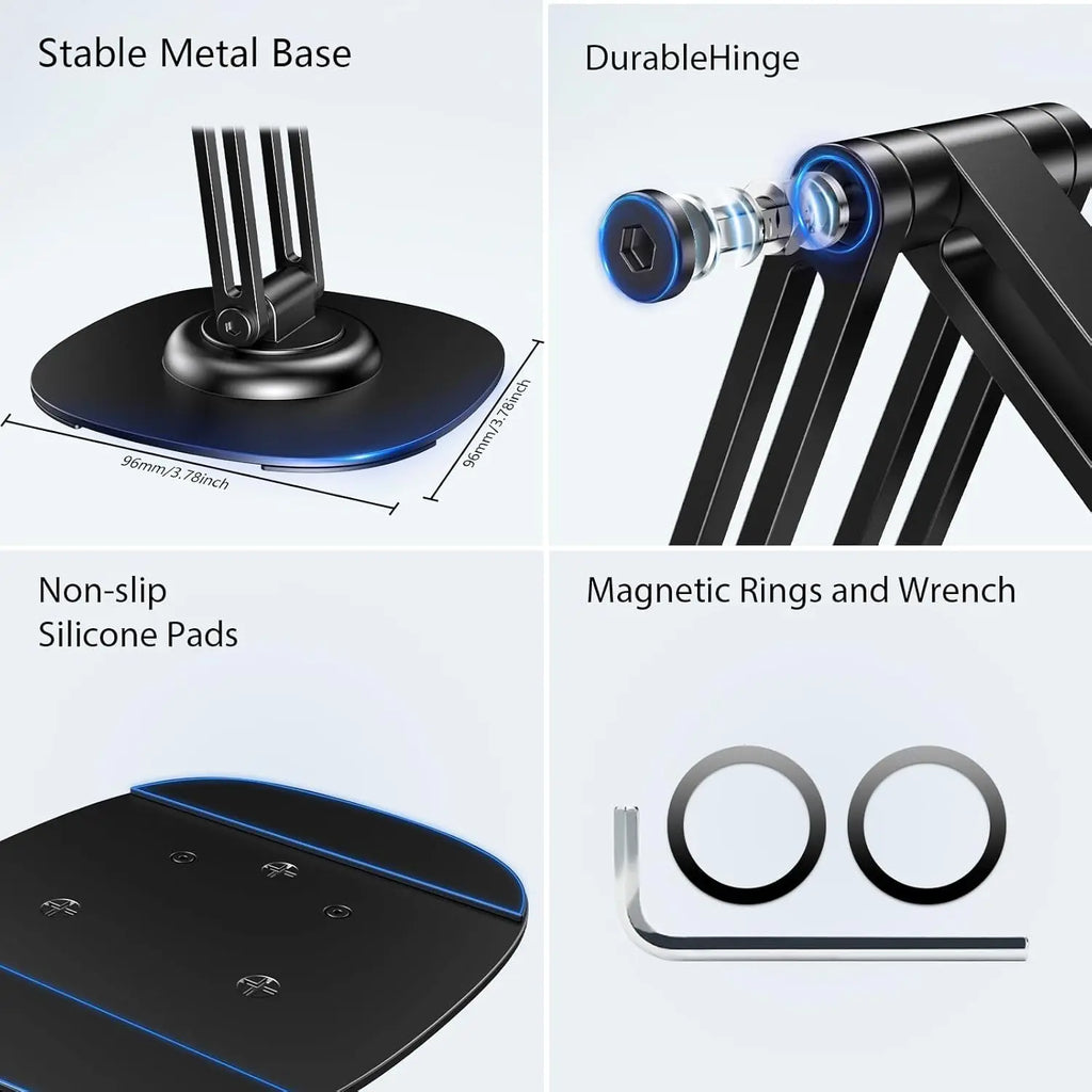 360 Rotation Aluminium Alloy Foldable Magnetic Desktop Phone Stand Desk Lazy Holder for Magsafe Iphone 17 16 15 14 13 12 Pro Max