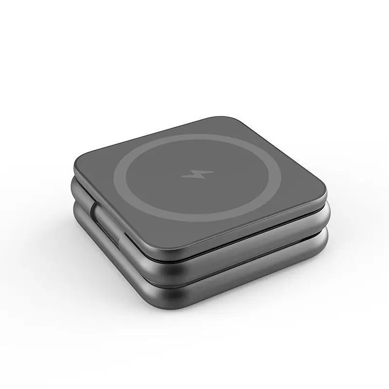 Folding Three-In-One Wireless Charging Bracket Magsafe Magnetic Wireless Charging Portable Mini Wireless Charging Metal