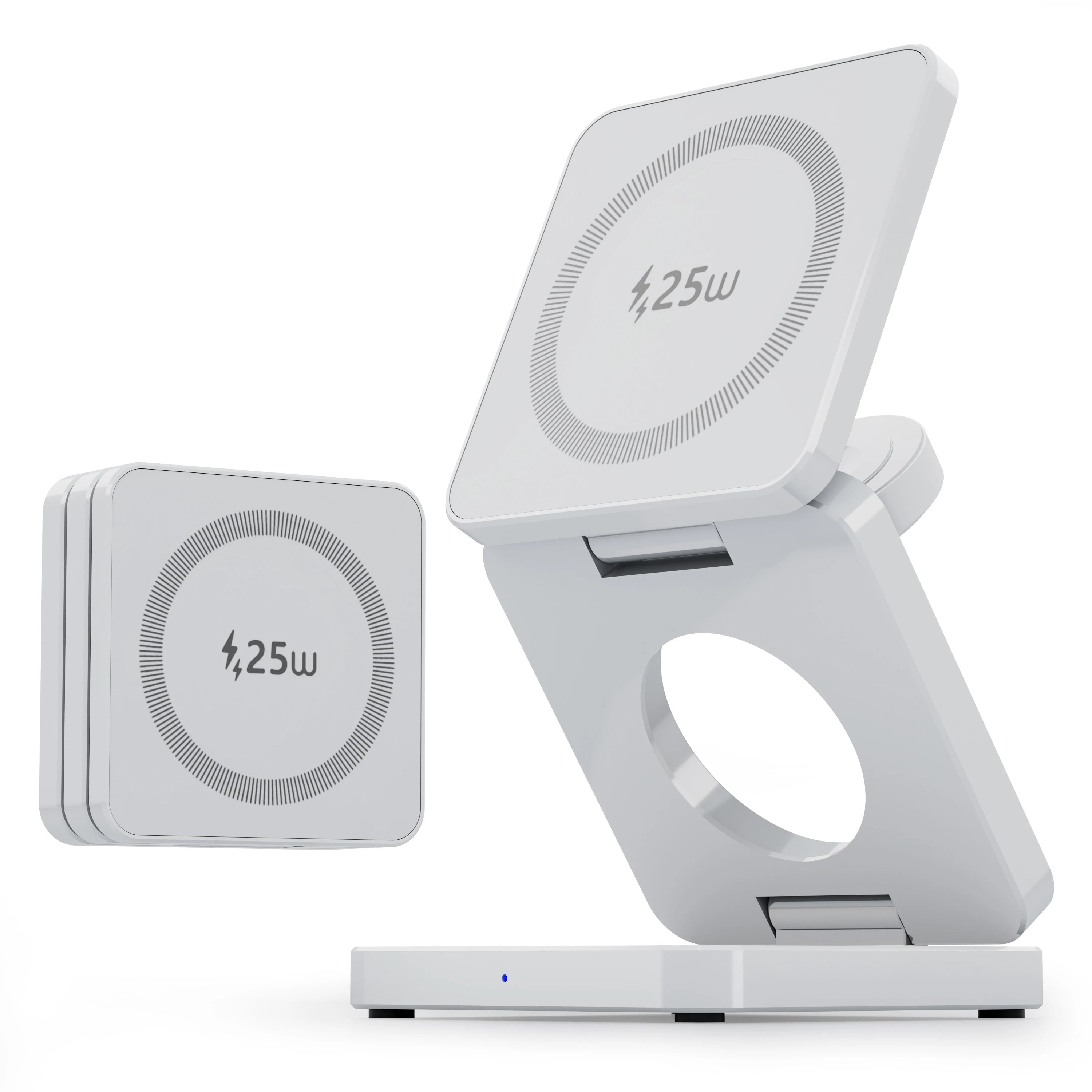 Qi2.2 25W 3-In-1 Foldable Magnetic Wireless Charging Stand for Iphone 17 16 15 14/Iwatch/Airpod Portable Travel Charger Station