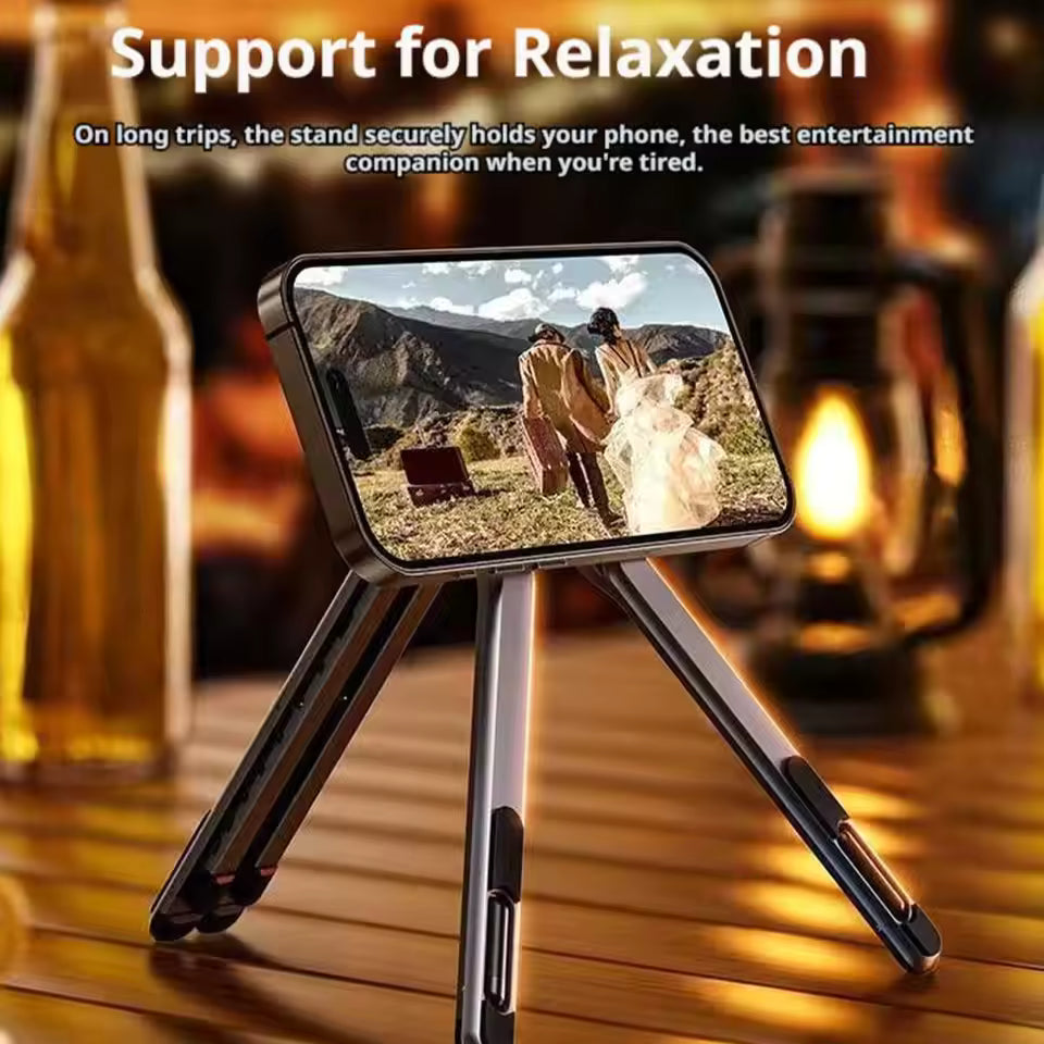 Foldable Magnetic Phone & Tablet Stand – Portable Aluminum Desk Tripod
