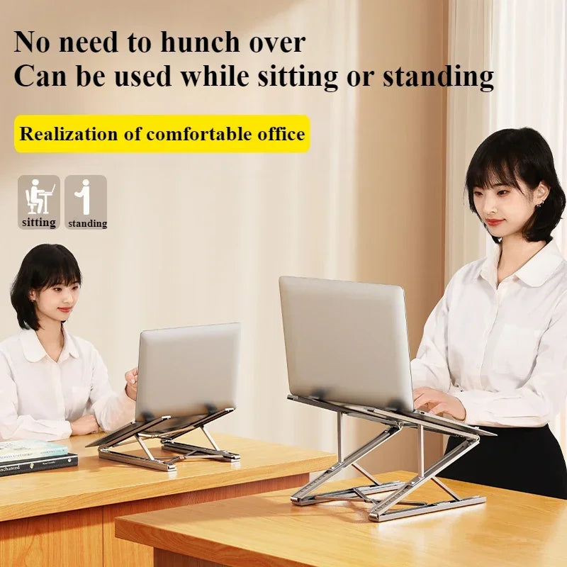 Metal Foldable Laptop Stand 7+8 Gear Adjustable Portable Stable Tablet Riser Holder Notebook Computer Support Bracket