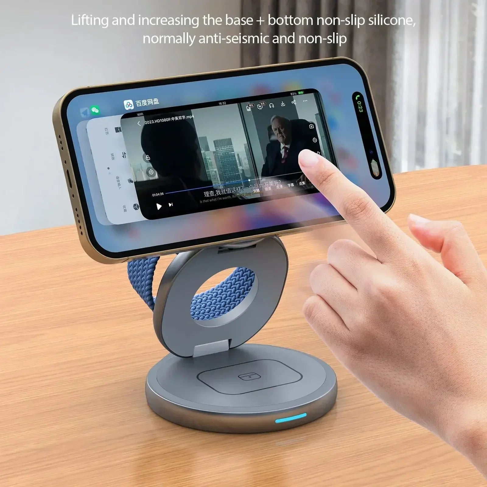 Magnetic Zinc Alloy Travel Portable Fast Wireless Charger Stand for Magsafe Iphone 16 15 14 13 12 Apple Watch 9 8 Airpods Pro
