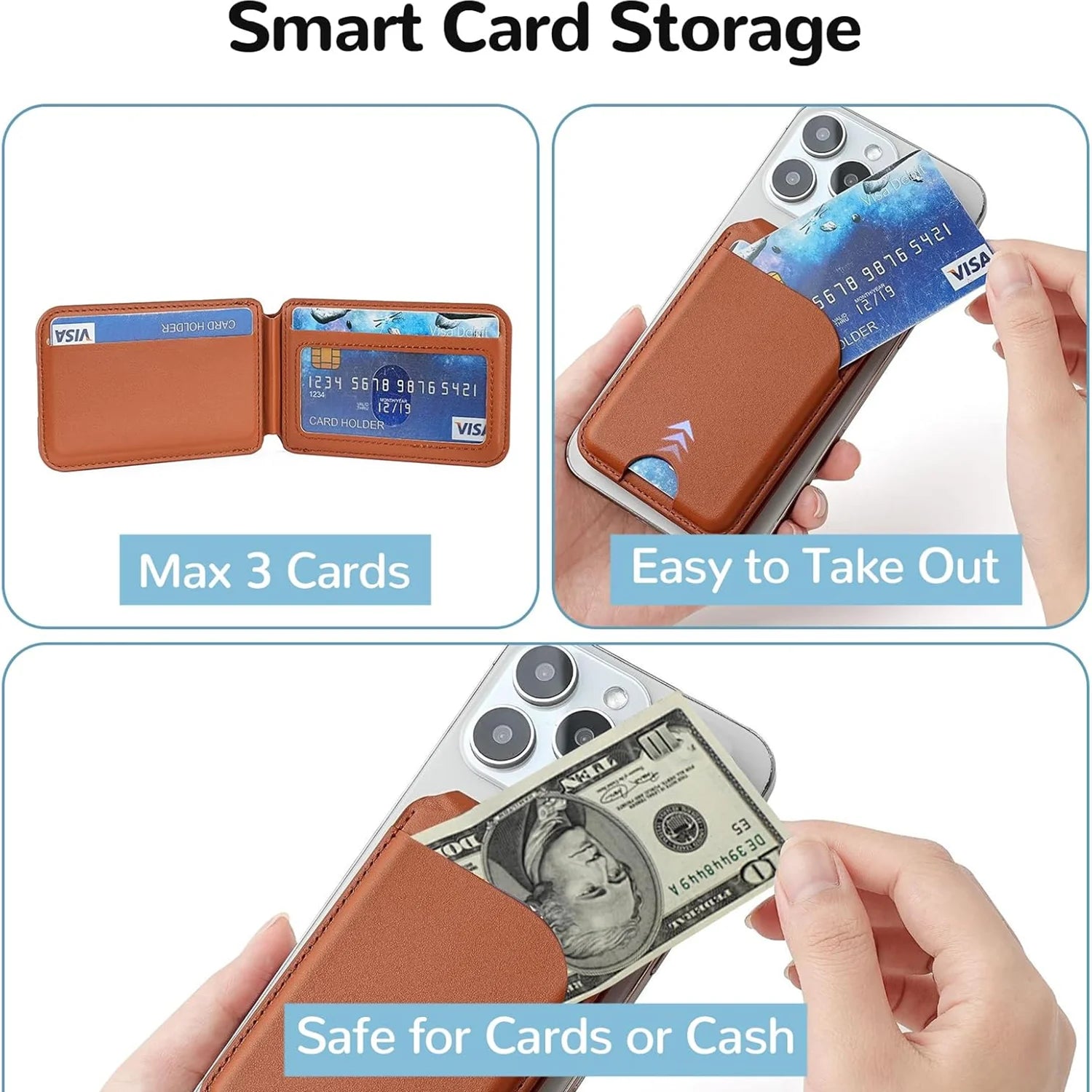 2 in 1 Magnetic Magsafe Wallet Stand, Leather Magnetic Card Holder Wallet for Iphone16/15/14/13/12 Series with Adjustable Holder