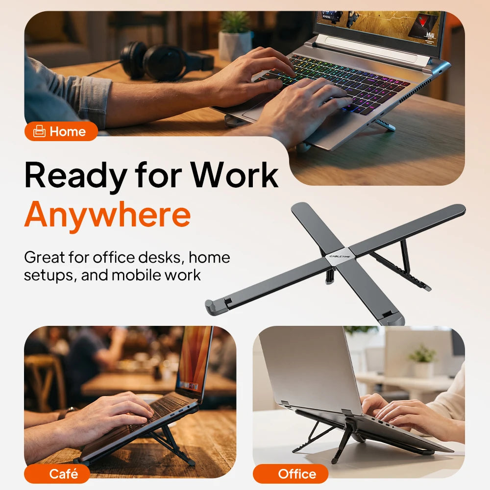 Laptop Stand X Foldable 8 Adjustable Angles Mini Size Anti-Wobble Support for 10 to 17.3 Inch Laptops Macbook IPAD