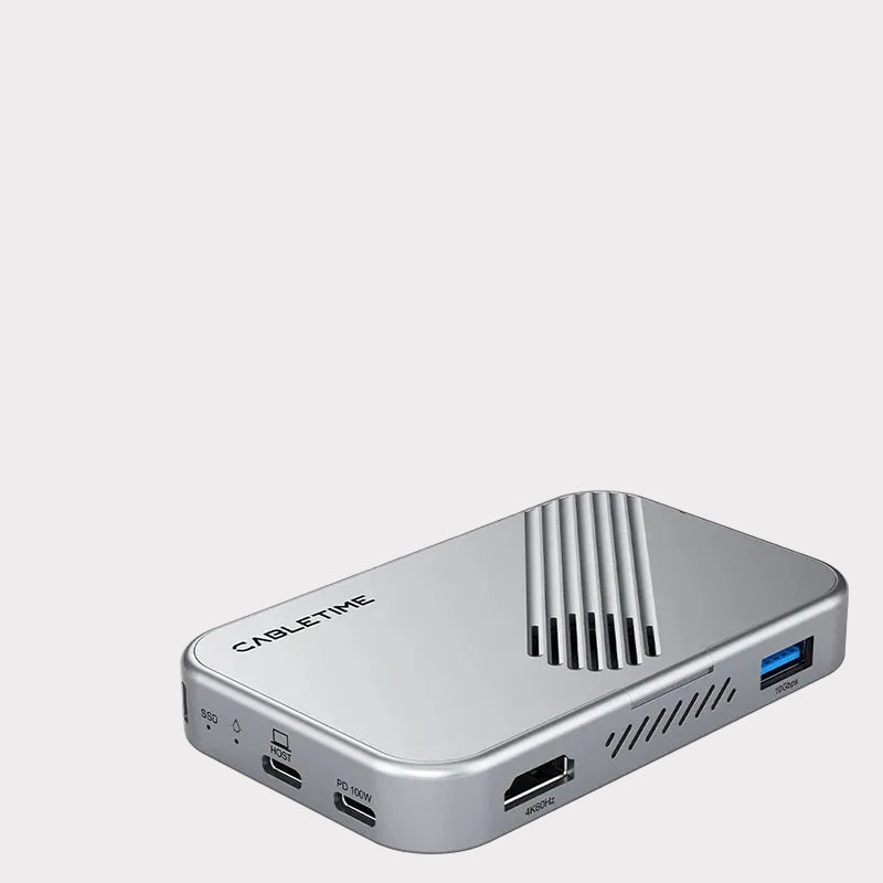 7 in 1 USB C HUB with Nvme SSD Magnetic 4K Prores Video Recording SD/TF 3.0 Strong Magnetic Attachment for Iphone 17